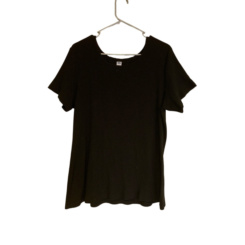 Black Ribbed Crewneck T-shirt